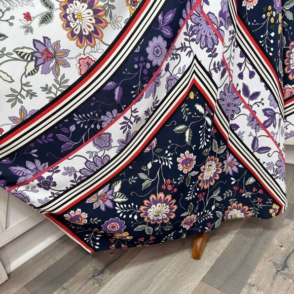 Nanette Lepore Floral Print Boho Sleeveless Maxi Slip Dress Blue Multi 4 - Picture 8 of 16